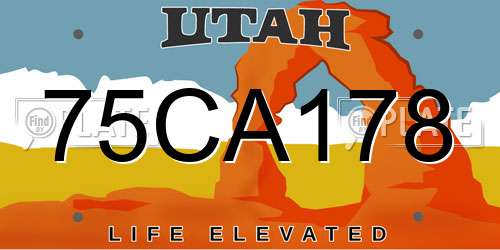 75CA178 Utah License Plate