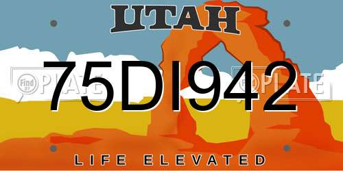 75DI942 Utah License Plate
