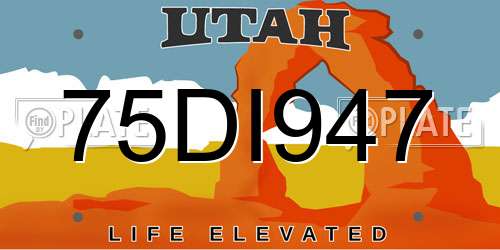 75DI947 Utah License Plate