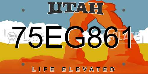 75EG861 Utah License Plate