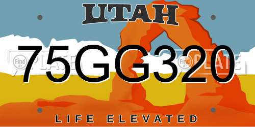75GG320 Utah License Plate