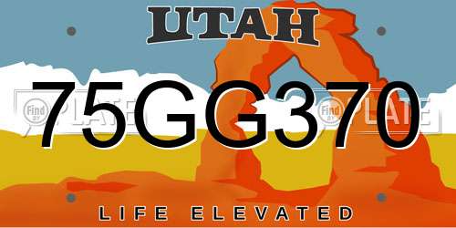 75GG370 Utah License Plate