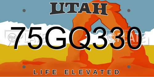 75GQ330 Utah License Plate