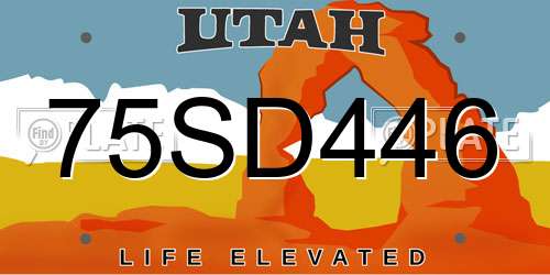75SD446 Utah License Plate