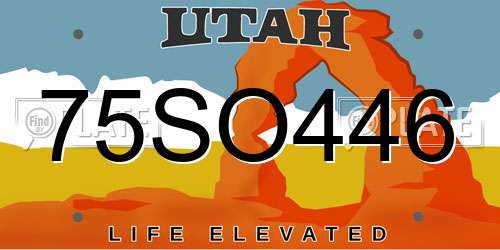 75SO446 Utah License Plate