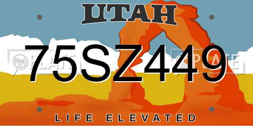 75SZ449 Utah License Plate