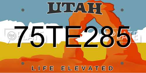 75TE285 Utah License Plate
