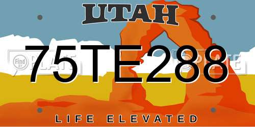 75TE288 Utah License Plate