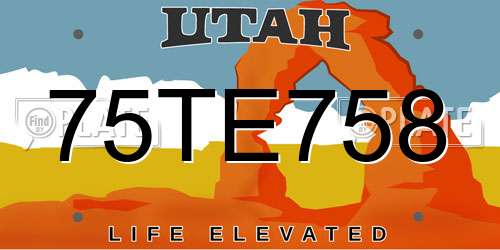 75TE758 Utah License Plate