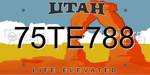 75TE788 Utah License Plate