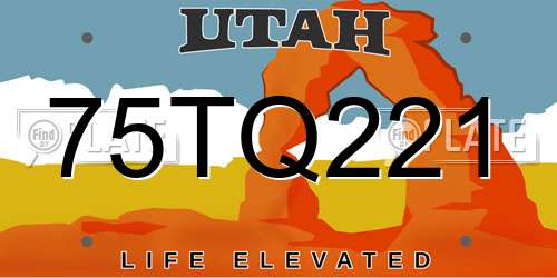 75TQ221 Utah License Plate