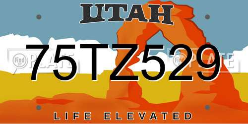 75TZ529 Utah License Plate