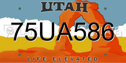 75UA586 Utah License Plate