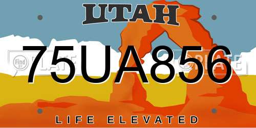 75UA856 Utah License Plate