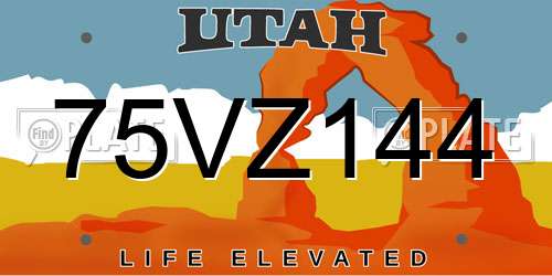 75VZ144 Utah License Plate