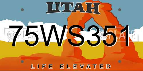 75WS351 Utah License Plate