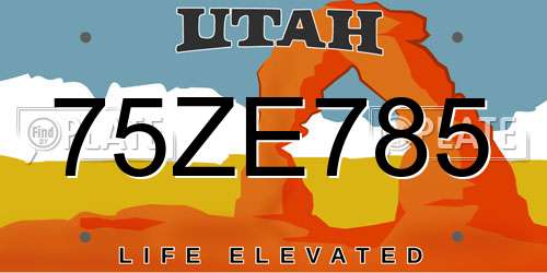 75ZE785 Utah License Plate