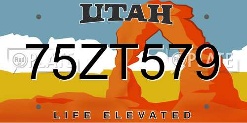 75ZT579 Utah License Plate