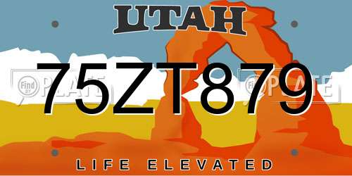 75ZT879 Utah License Plate