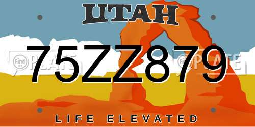 75ZZ879 Utah License Plate