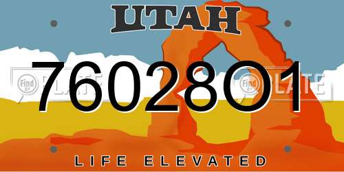 76028O1 Utah License Plate