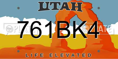 761BK4 Utah License Plate