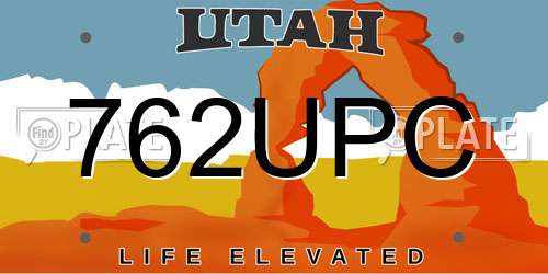 762UPC Utah License Plate