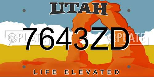 7643ZD Utah License Plate