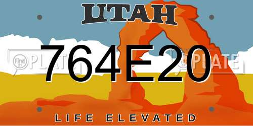 764E20 Utah License Plate