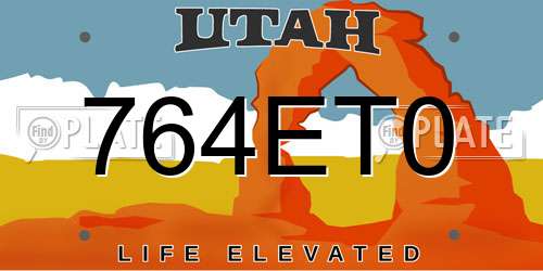 764ET0 Utah License Plate