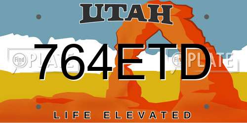 764ETD Utah License Plate