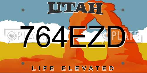 764EZD Utah License Plate