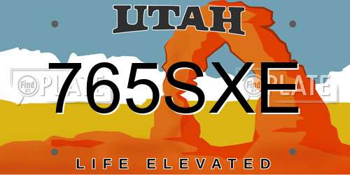 765SXE Utah License Plate