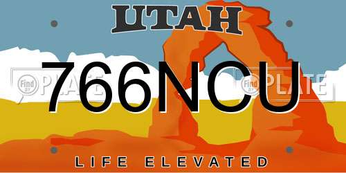 766NCU Utah License Plate