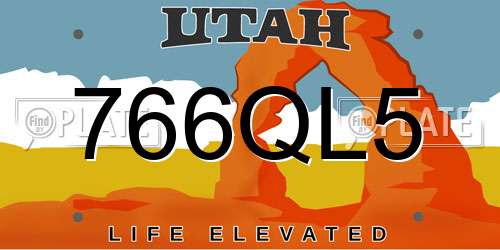 766QL5 Utah License Plate