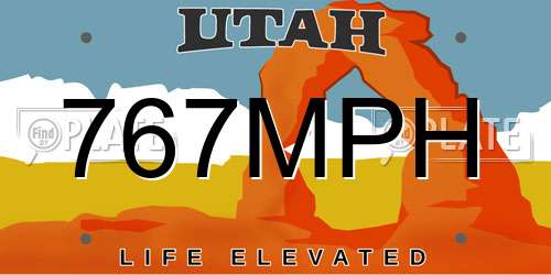 767MPH Utah License Plate