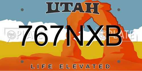 767NXB Utah License Plate