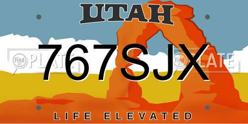 767SJX Utah License Plate