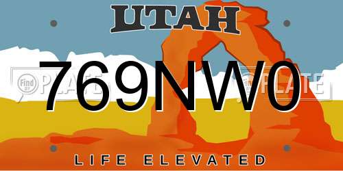769NW0 Utah License Plate
