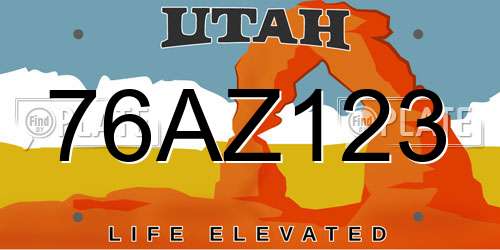 76AZ123 Utah License Plate