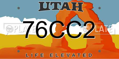 76CC2 Utah License Plate
