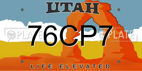 76CP7 Utah License Plate