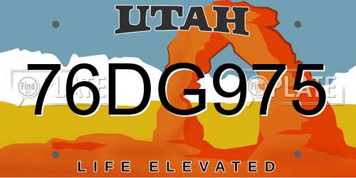 76DG975 Utah License Plate