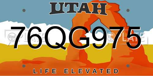 76QG975 Utah License Plate