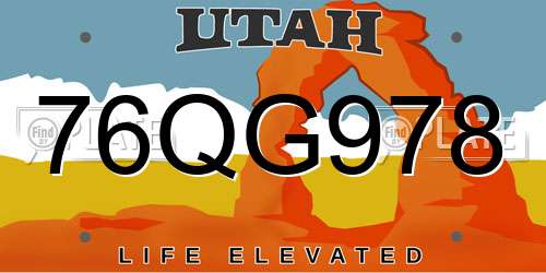 76QG978 Utah License Plate