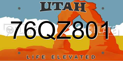 76QZ801 Utah License Plate
