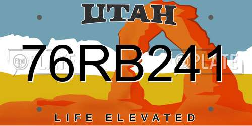 76RB241 Utah License Plate