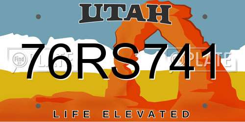 76RS741 Utah License Plate