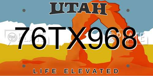 76TX968 Utah License Plate