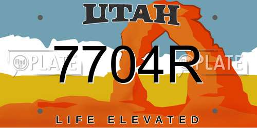 7704R Utah License Plate